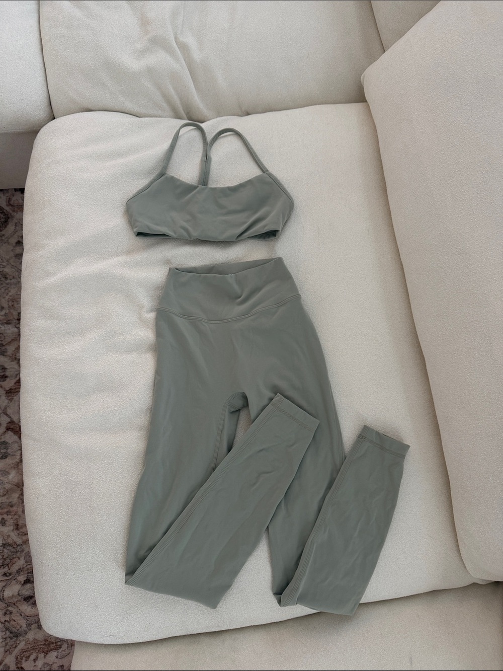 PAVOI Active Sage Green Two-Piece Active Set - Sports Bra & High-Waist Leggings